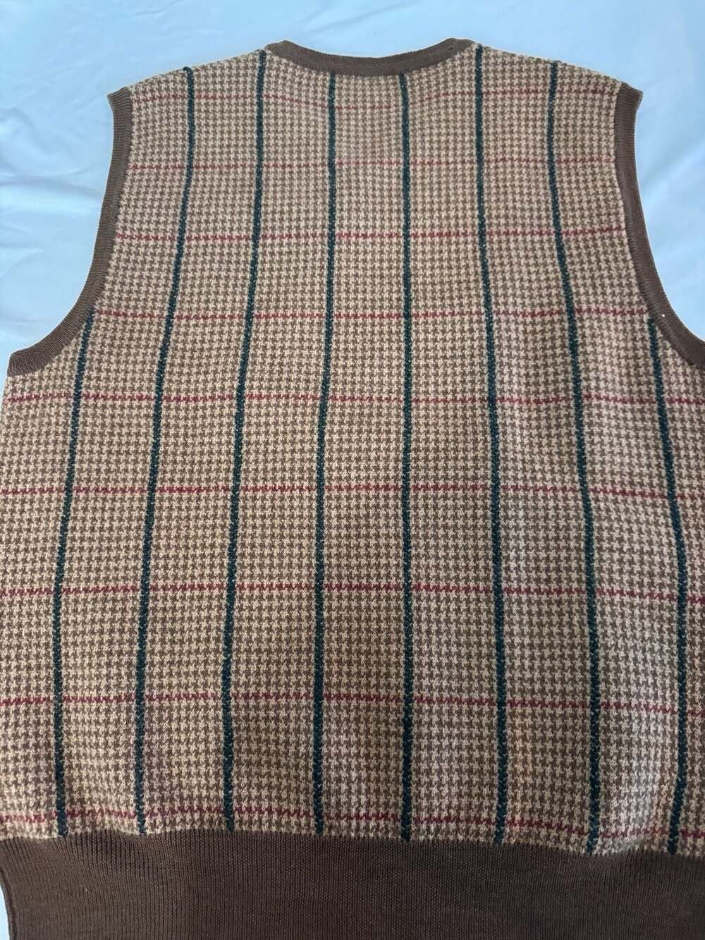 Polo by Ralph Lauren Sweater Vest Size M Brown Plaid Lambswool - Picture 6 of 7